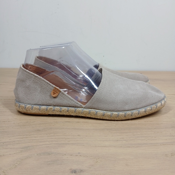Verbenas Carmen Light Gray Leather Espadrille Slip-On Flat Shoes 689 - Picture 6 of 13